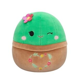 NWT Squishmallow 5inch Shadi Cactus in Pot Plush with Embroidered Floral Heart
